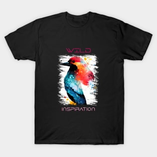 Woodpecker Bird Wild Nature Animal Colors Art Painting T-Shirt